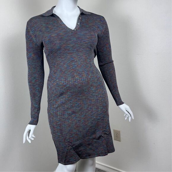 Theory Size L Arctic Polo Ribbed Pullover Henely Collared Sweater Mini NEW Dress - Picture 8 of 15